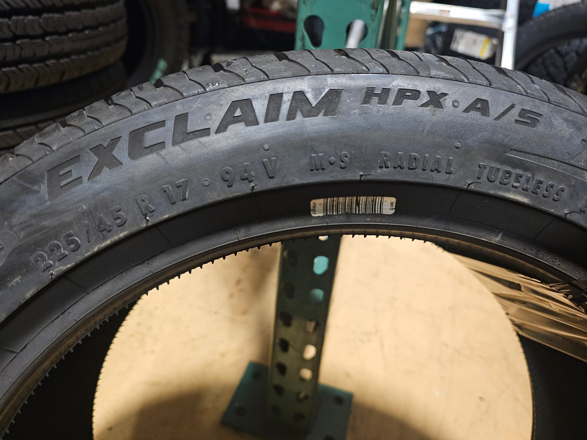 2 NOS GENERAL EXCLAIM HPX A/S P 225 45 17 94V XL ALL SEASON UHP TIRES 15497610000