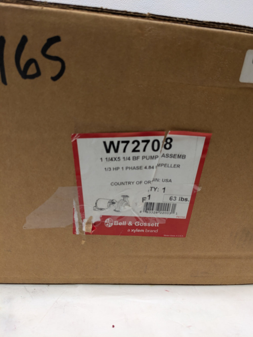 BELL & GOSSETT 605S SERIES 60 PUMP W72708 2VRW9 172708LF