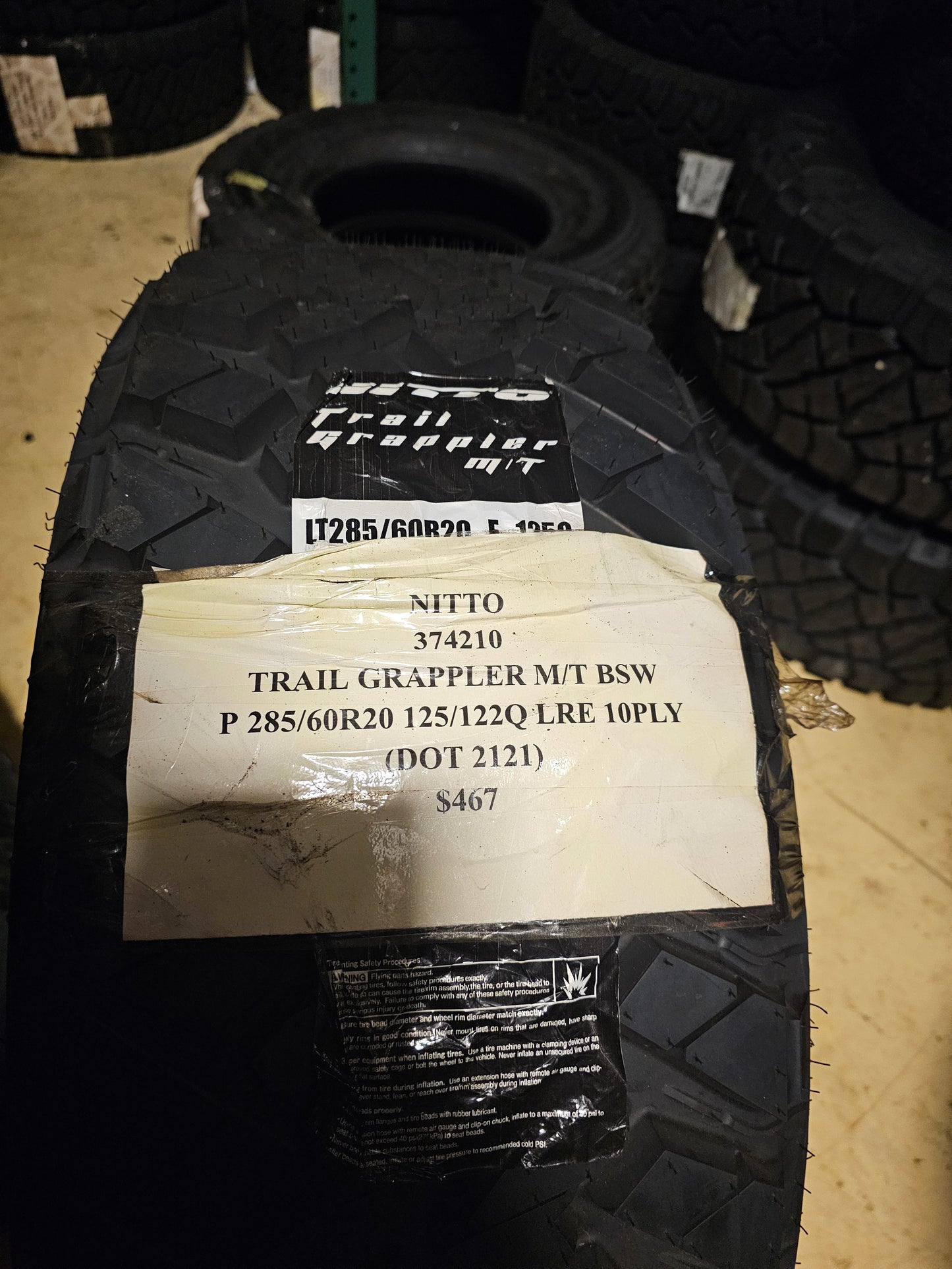 2 NITTO TRAIL GRAPPLER MT BSW LT 285 60 20 125/122Q LRE 10PLY MUD TERRAIN TIRES 374210