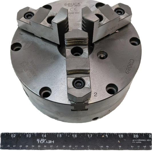 BUCK CHUCK 3 JAWS 8" DIAM SELF CENTERING MANUAL LATHE CHUCK 2,500 MAX RPM AT083R