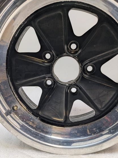 FUCHSFELGE 16X6 16X7 SET OF FOUR WHEELS FOR PORSCHE 991 BLACK SATIN CENTER W/ SILVER ANODIZED LIP USED B2