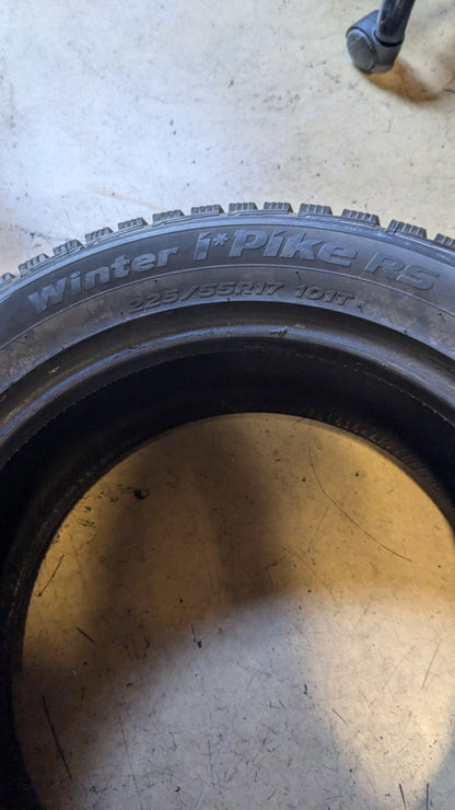 NOS HANKOOK WINTER I PIKE RS STUDDED BSW P 225 55 17 101T XL WINTER TIRE 1014411