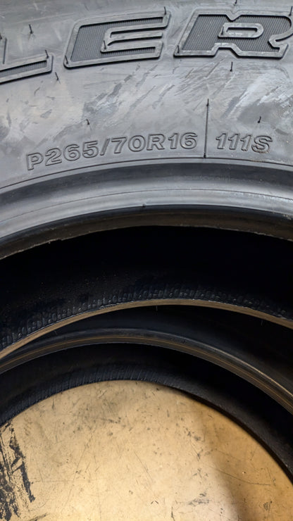 2 BRIDGESTONE DUELER H/T 689 BSW P 265 70 16 111S HIGHWAY TIRE 092061