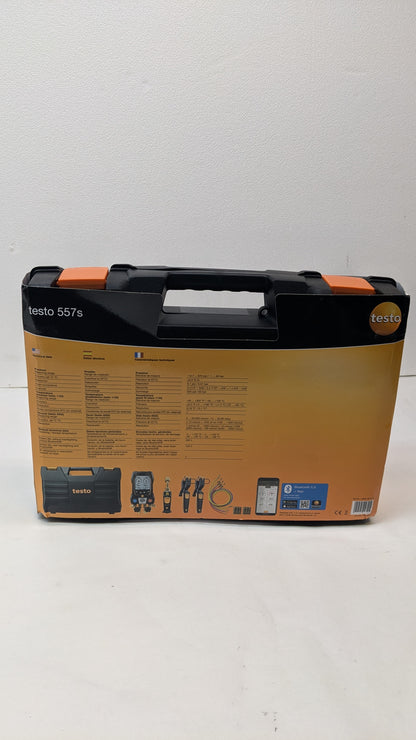 TESTO 557S AC MANIFOLD GAUGE SET – AC RECHARGE KIT WITH 2X TESTO 115I PIPE CLAMP THERMOMETER, 1X TESTO 552I MICRON GAUGE, AND 4X HOSES