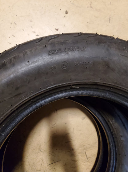 6/32” USED MICKEY THOMPSON SPORTSMAN S/R BSW LT 26 6 15 80H TRACK TIRE 321039004