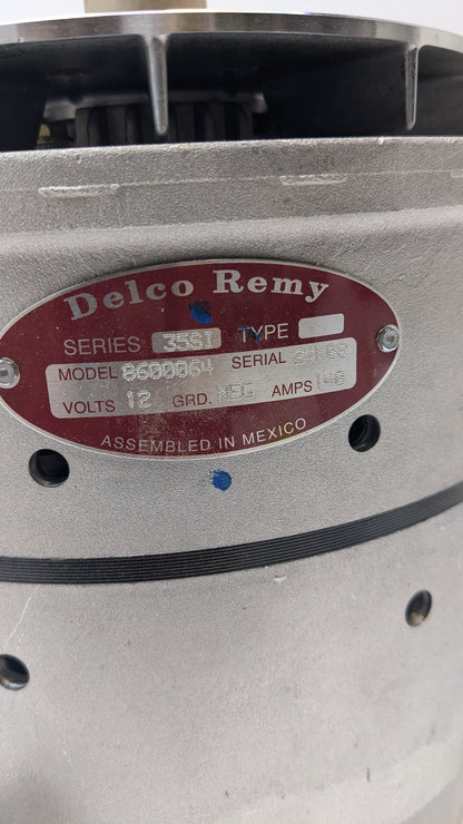 DELCO REMY ALTERNATOR 35SI MODEL 12V 140A 1/4 B+ OUTPUT TERMINAL J180 HINGE 8600064