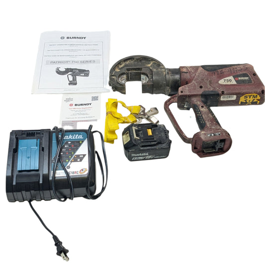BURNDY PATRIOT 12-TON HYDRAULIC CRIMPER 3.0AH 18V LI-ION PAT750LI