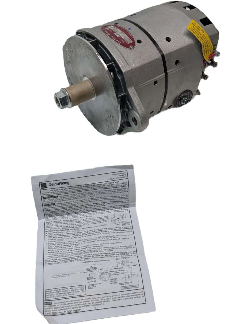DELCO REMY ALTERNATOR 35SI MODEL 12V 140A 1/4 B+ OUTPUT TERMINAL J180 HINGE 8600064