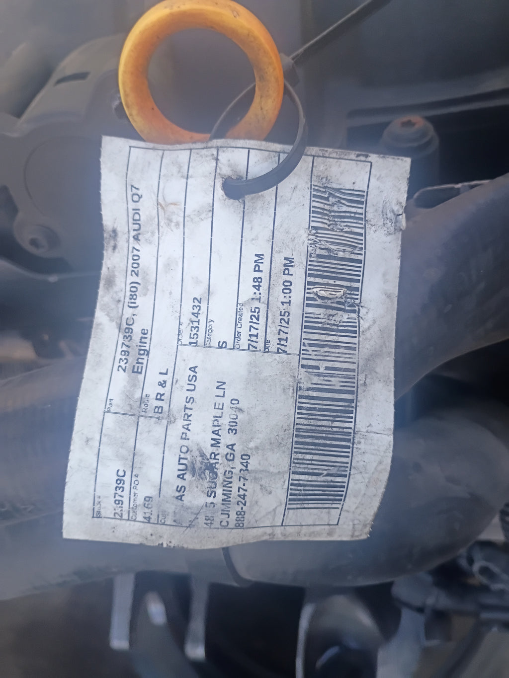 07-10 AUDI Q7 3.6L V6 ENGINE MOTOR 2 CYLINDER (I80) ENGINE 239739C