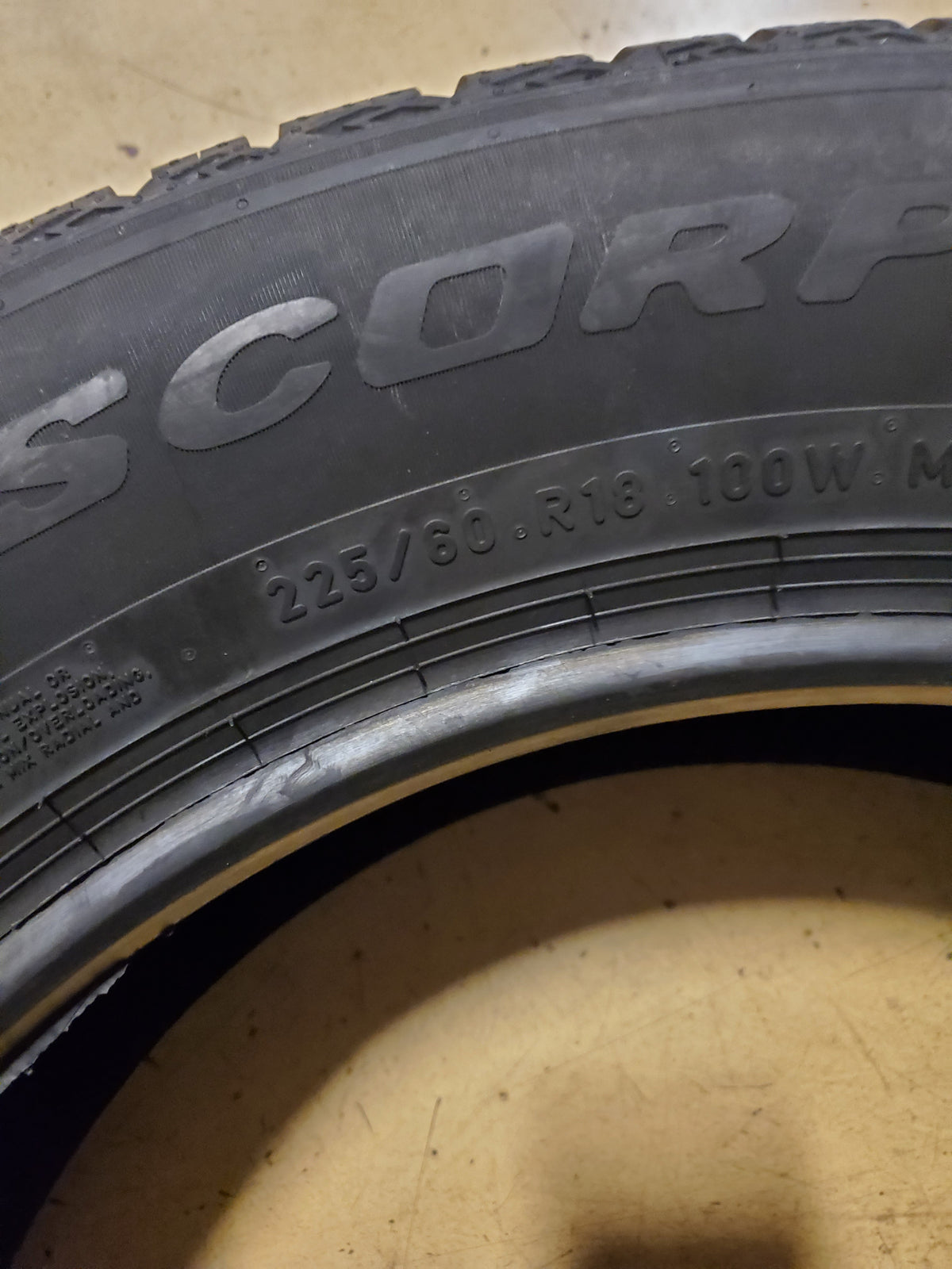 4 PIRELLI SCORPION WEATHERACTIVE BSW P 225 60 18 100W ALL WEATHER TIRE 4164000