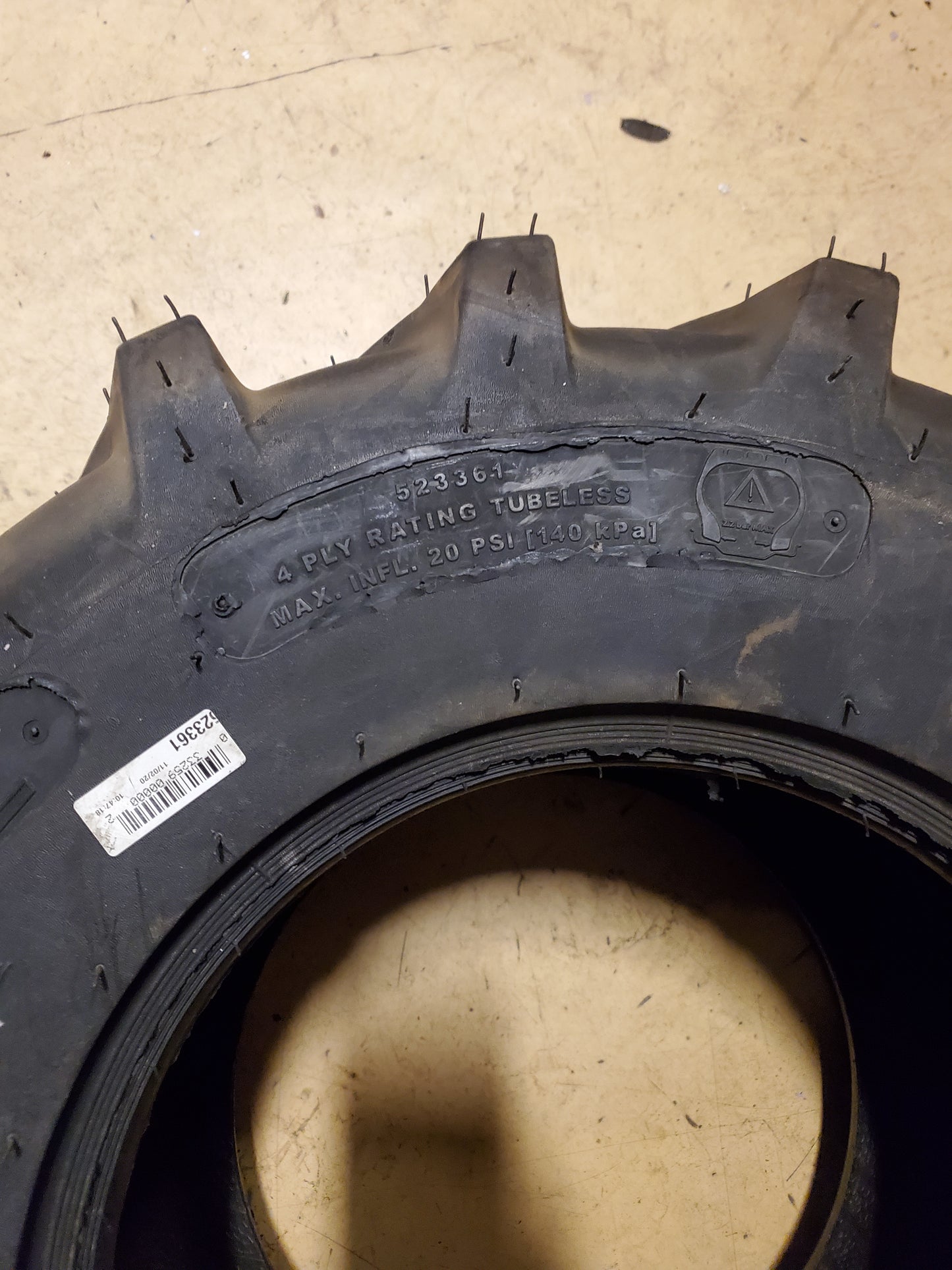 NOS CARLISLE TRU POWER 100A4 BSW 26 12 12 106R 4PLY LAWN TIRE TIRE 523361