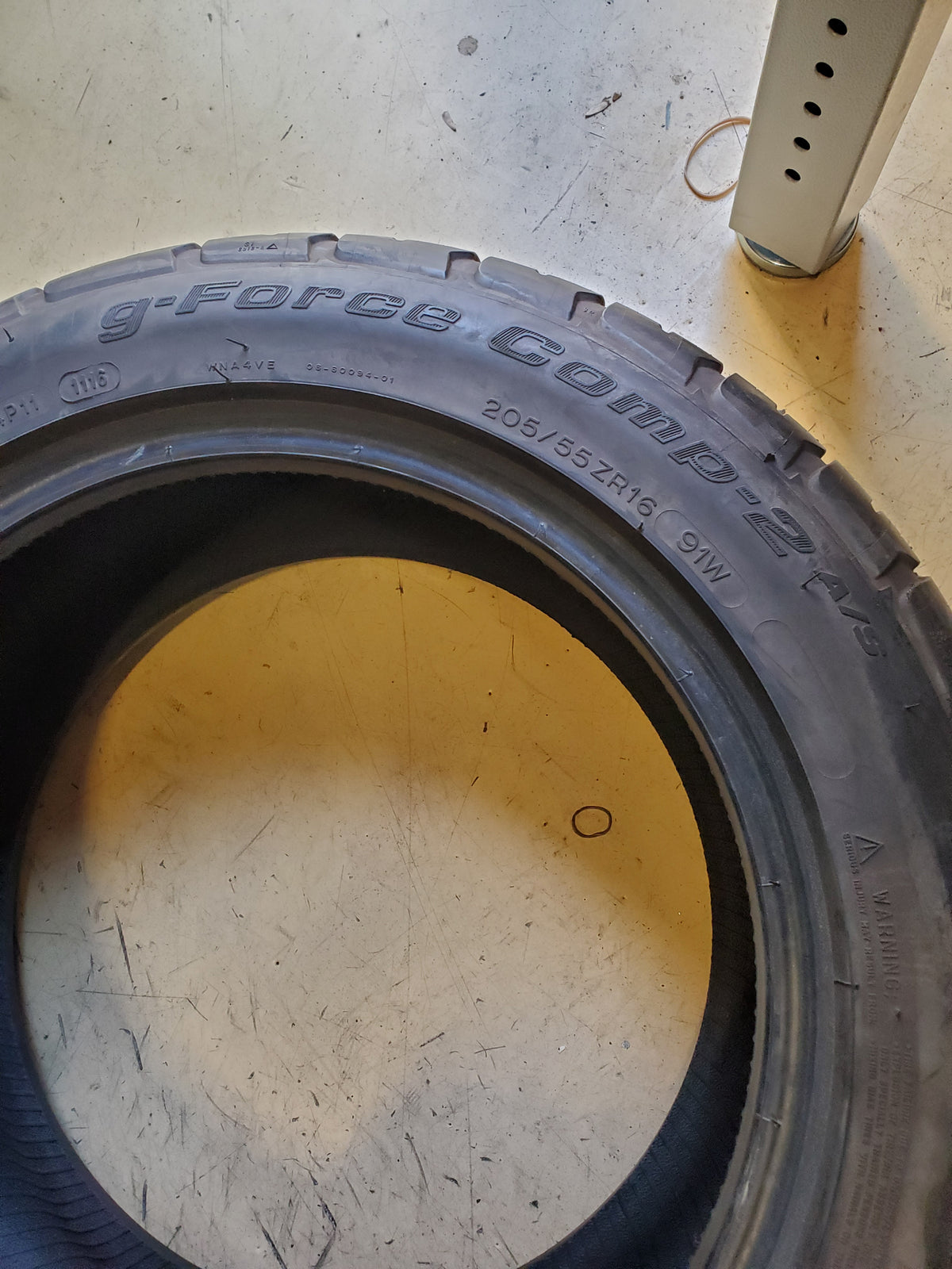 2 USED BFGOODRICH G-FORCE COMP-2 A/S P 205 55 16 91W XL ALL SEASON TIRE 91132