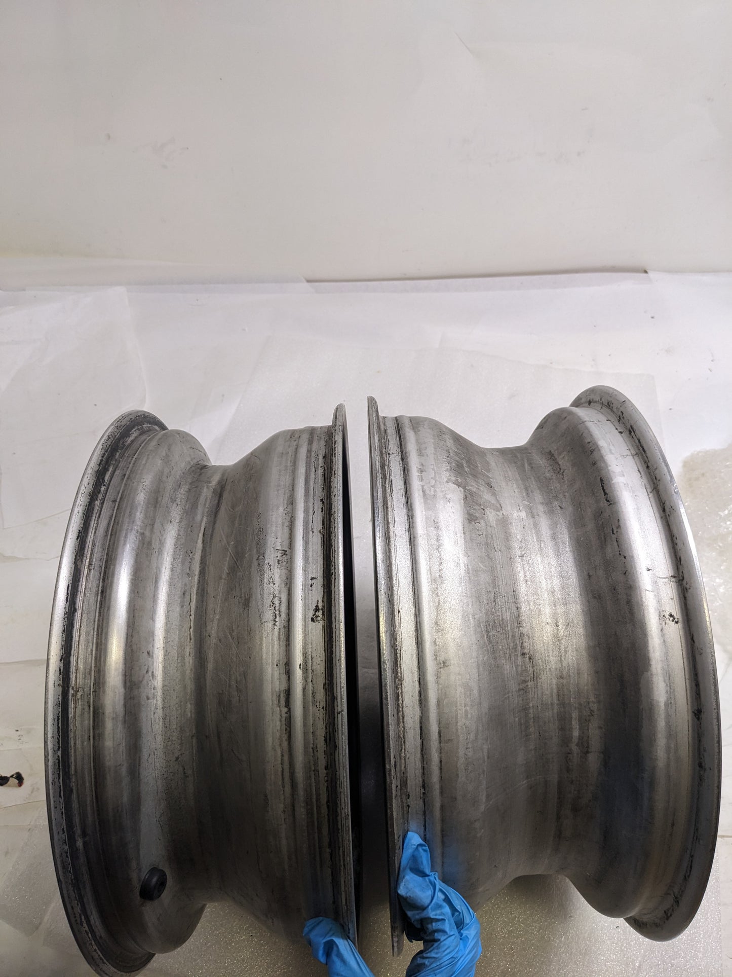 FUCHSFELGE 16X6 16X7 SET OF FOUR WHEELS FOR PORSCHE 991 BLACK SATIN CENTER W/ SILVER ANODIZED LIP USED B2
