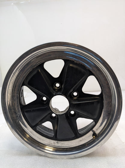 FUCHSFELGE 16X6 16X7 SET OF FOUR WHEELS FOR PORSCHE 991 BLACK SATIN CENTER W/ SILVER ANODIZED LIP USED B2