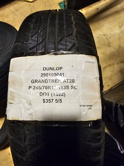 DUNLOP GRANDTREK AT20 P 265 70 17 113S SL ALL TERRAIN TIRE 290105041