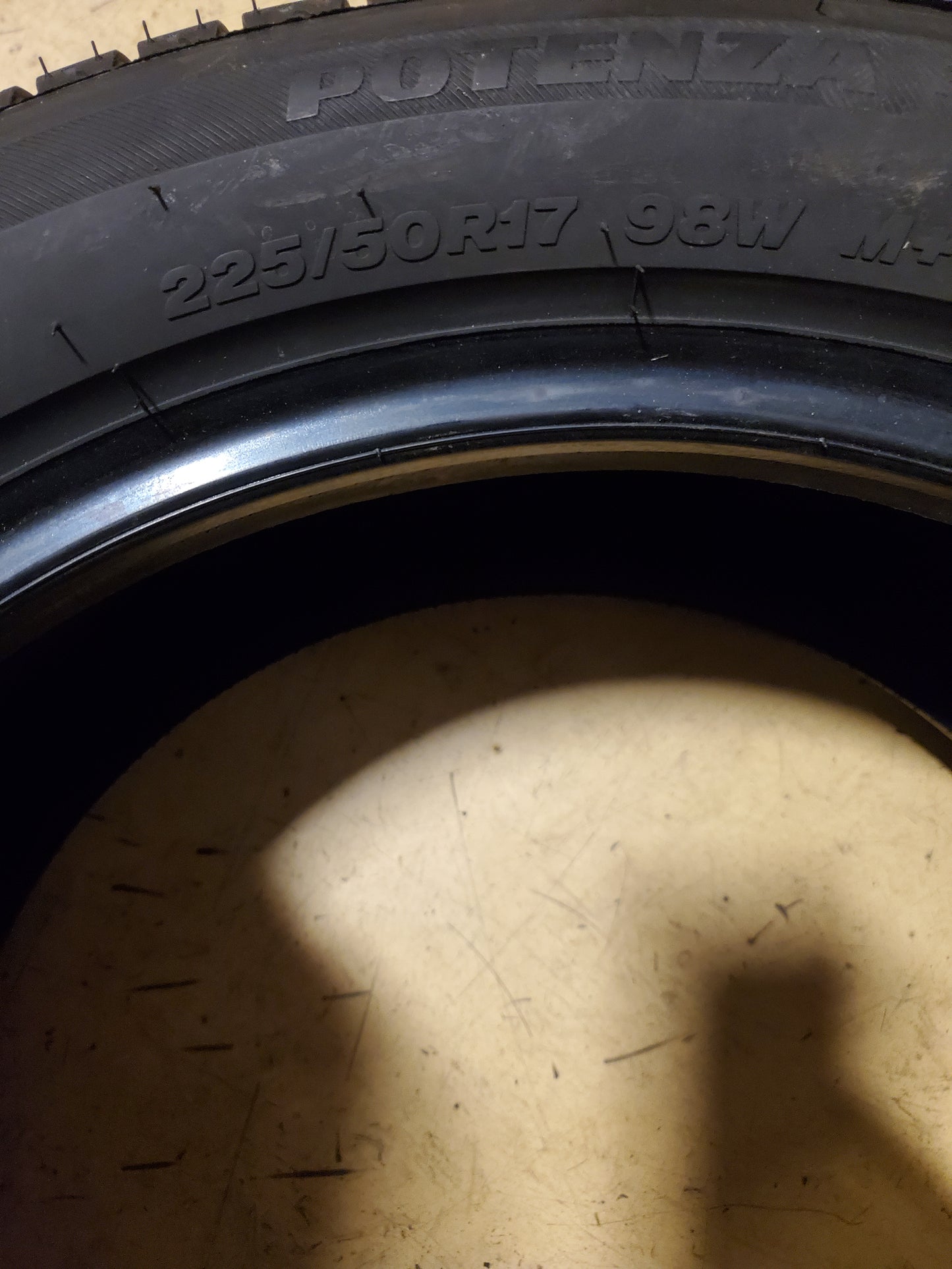 BRIDGESTONE POTENZA SPORT AS BSW P 225 50 17 98W UHP TIRE 011924