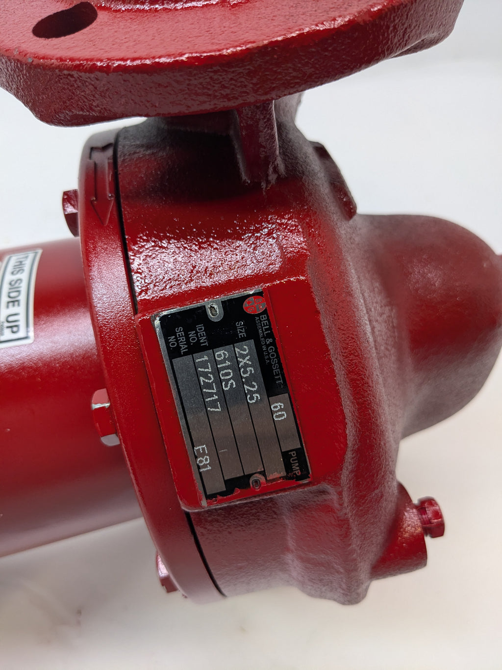 BELL & GOSSETT 610S PUMP WITH 1/2 HP W72717 2LHR4
