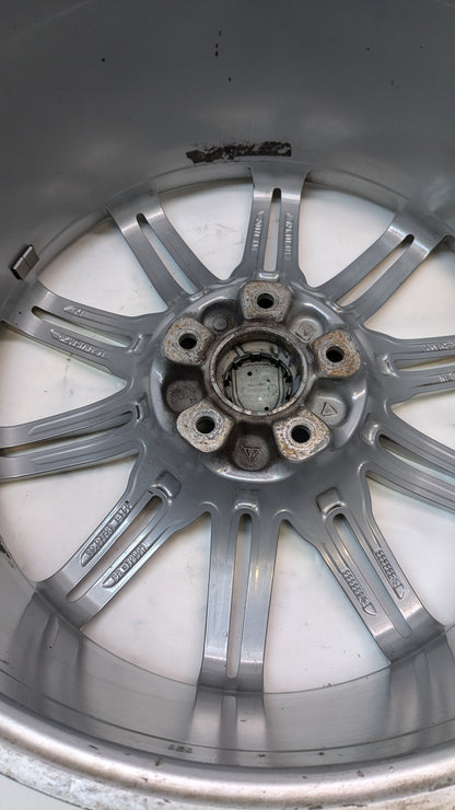 4 USED GENUINE PORSCHE CAYENNE 21X10 ET 60 5LUG SILVER WHEELS 7P5.601.025.H