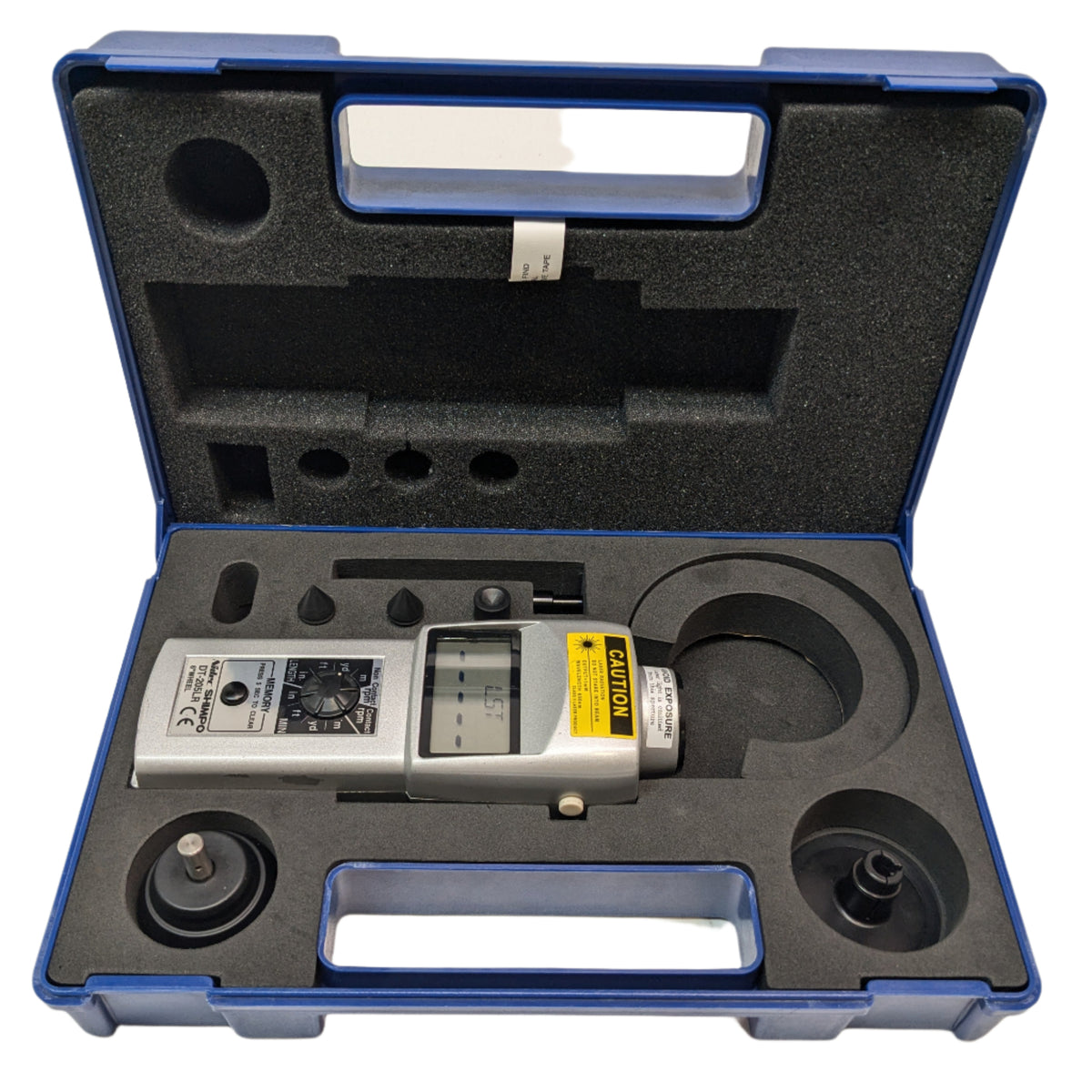 USED SHIMPO DT-205LR COMBINATION LED TACHOMETER, LASER SENSOR, CONTACT ADAPTER FOR USE