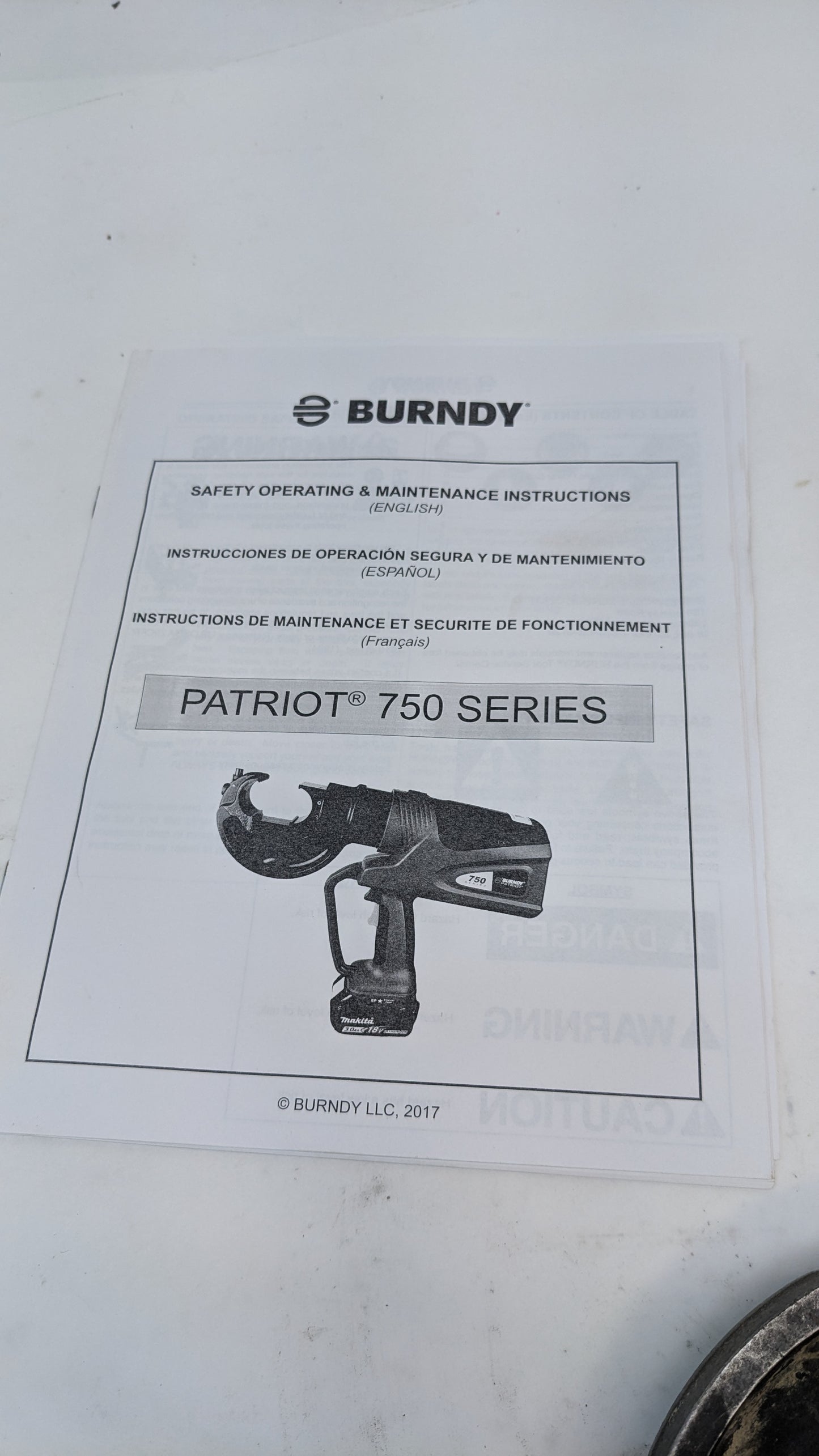 BURNDY PATRIOT 12-TON HYDRAULIC CRIMPER 3.0AH 18V LI-ION PAT750LI