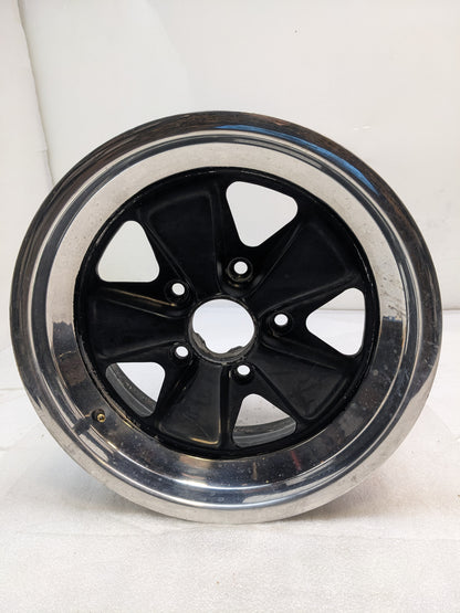 FUCHSFELGE 16X6 16X7 SET OF FOUR WHEELS FOR PORSCHE 991 BLACK SATIN CENTER W/ SILVER ANODIZED LIP USED B2