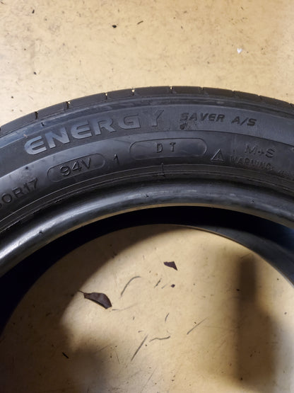 USED 7/32” MICHELIN ENERGY SAVER A/S DT1 BSW P 225 50 17 94V ALL SEASON TIRE 18116