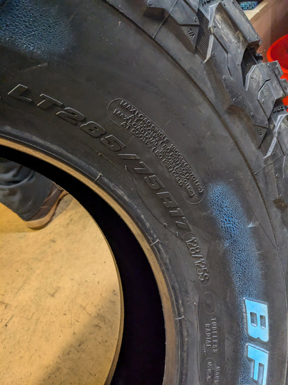 BFGOODRICH ALL TERRAIN T/A KO3 RWL LT 285 75 17 128/125S  LRE 10PLY TIRE 30398