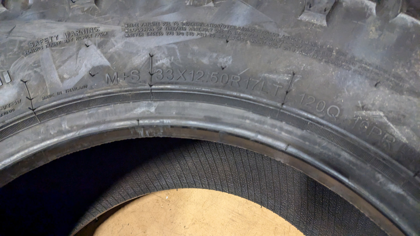FURY COUNTRY HUNTER M/T BSW LT 33 12.5 17 120Q 10PLY MUD TIRE FCHII33125017A.