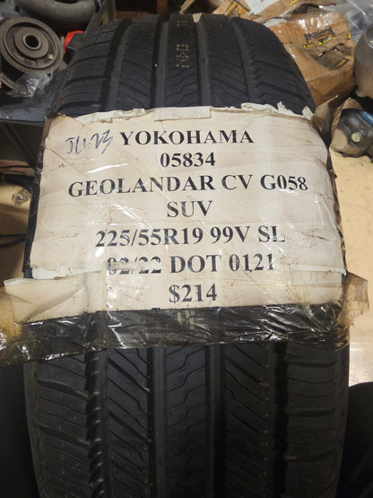 2 YOKOHAMA GEOLANDAR CV G058 P  225 55 19 99V SL ALL SEASON  TIRES 05834