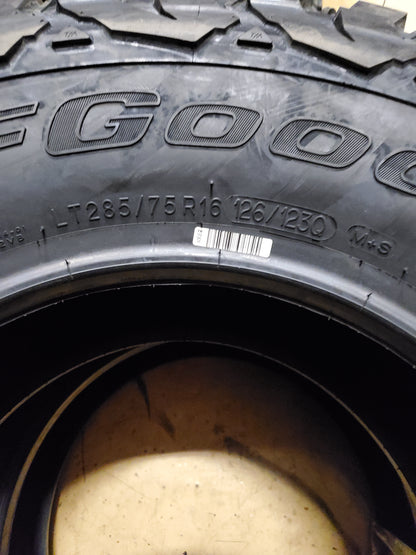 2 BFGOODRICH MUD TERRAIN T/A KM3 BSW LT 285 75 16 126/123Q 10PLY MUD TIRE 25217