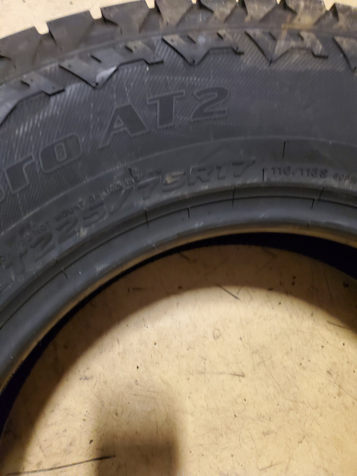 NOS HANKOOK DYNAPRO AT2 BSW LT 225 75 17 116/113S ALL TERRAIN TIRE 2020693