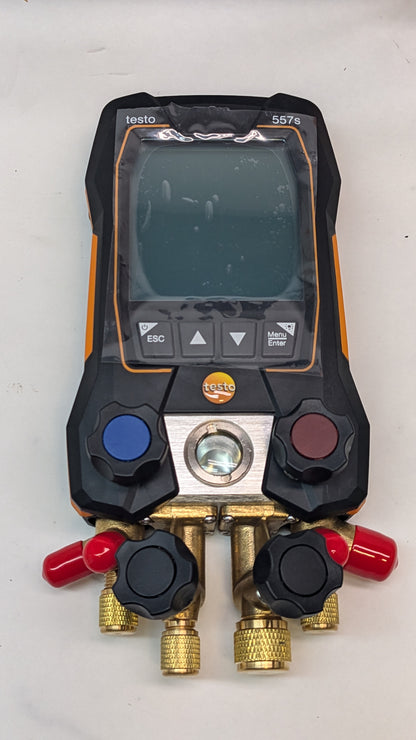 TESTO 557S AC MANIFOLD GAUGE SET – AC RECHARGE KIT WITH 2X TESTO 115I PIPE CLAMP THERMOMETER, 1X TESTO 552I MICRON GAUGE, AND 4X HOSES