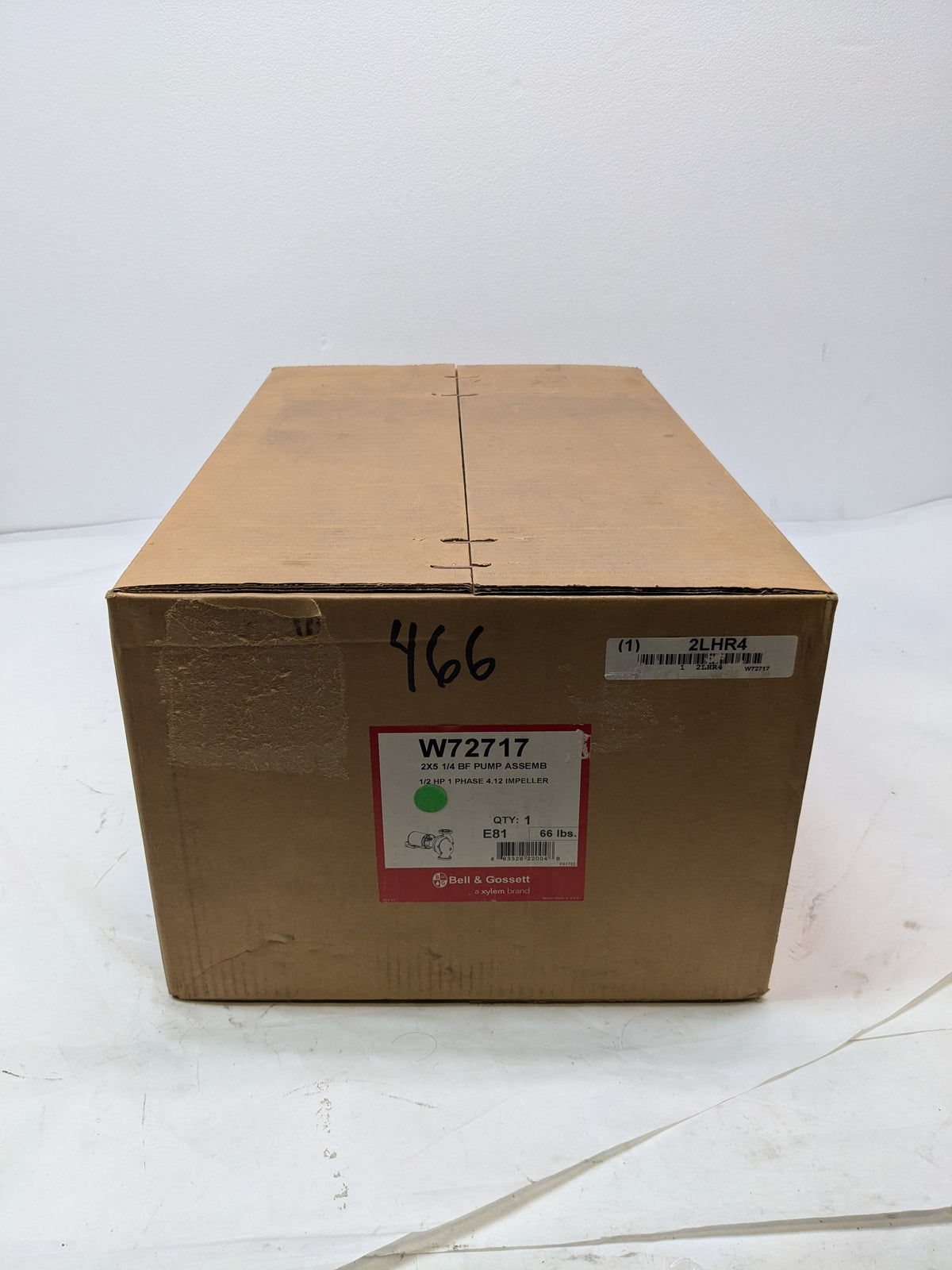 BELL & GOSSETT 610S PUMP WITH 1/2 HP W72717 2LHR4
