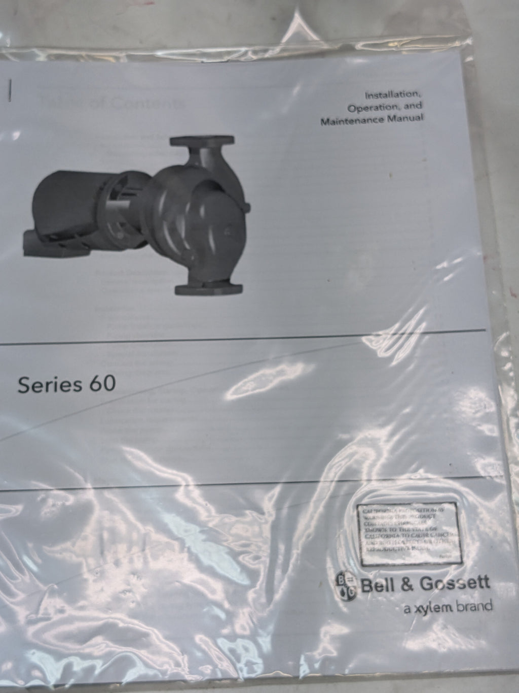 BELL & GOSSETT 605S SERIES 60 PUMP W72708 2VRW9 172708LF