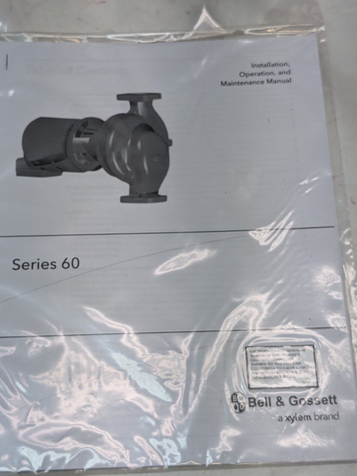 BELL & GOSSETT 605S SERIES 60 PUMP W72708 2VRW9 172708LF