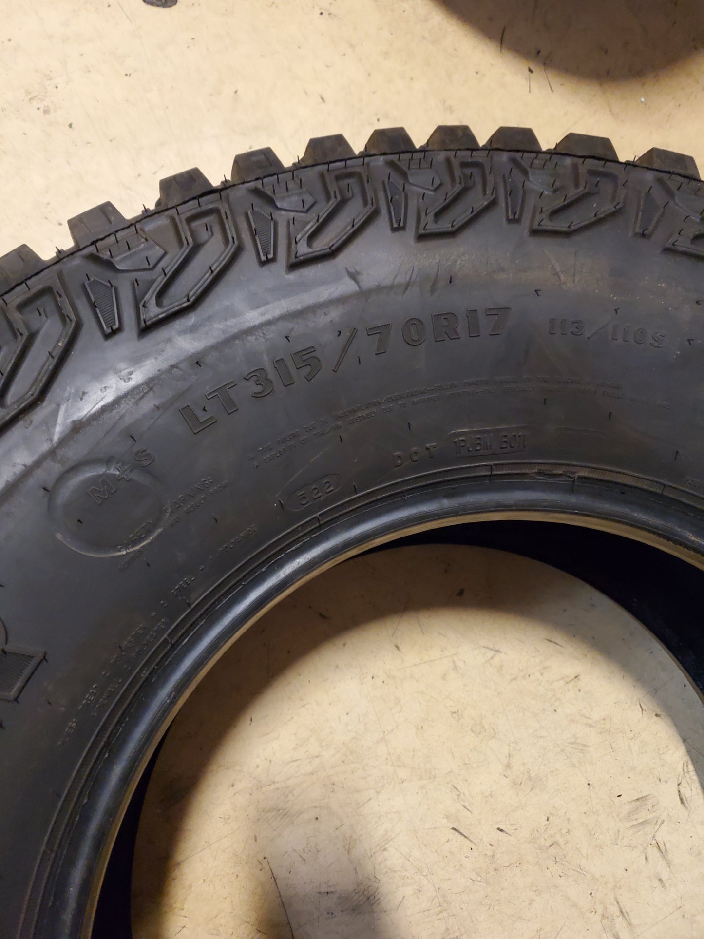 USED 14/32" GOODYEAR TERRITORY MT LT 315 70 17 113/110S 6PLY MUD TIRE 796270833